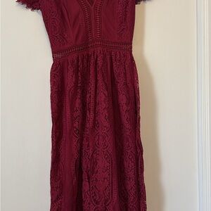 Elegant Lace Burgundy Dress